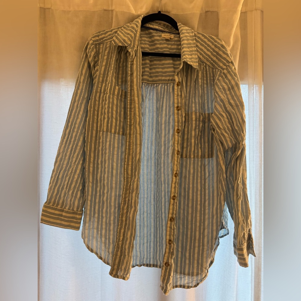 Pilcro Light Weight Casual Blue and White Striped Shirt *Worn Once*